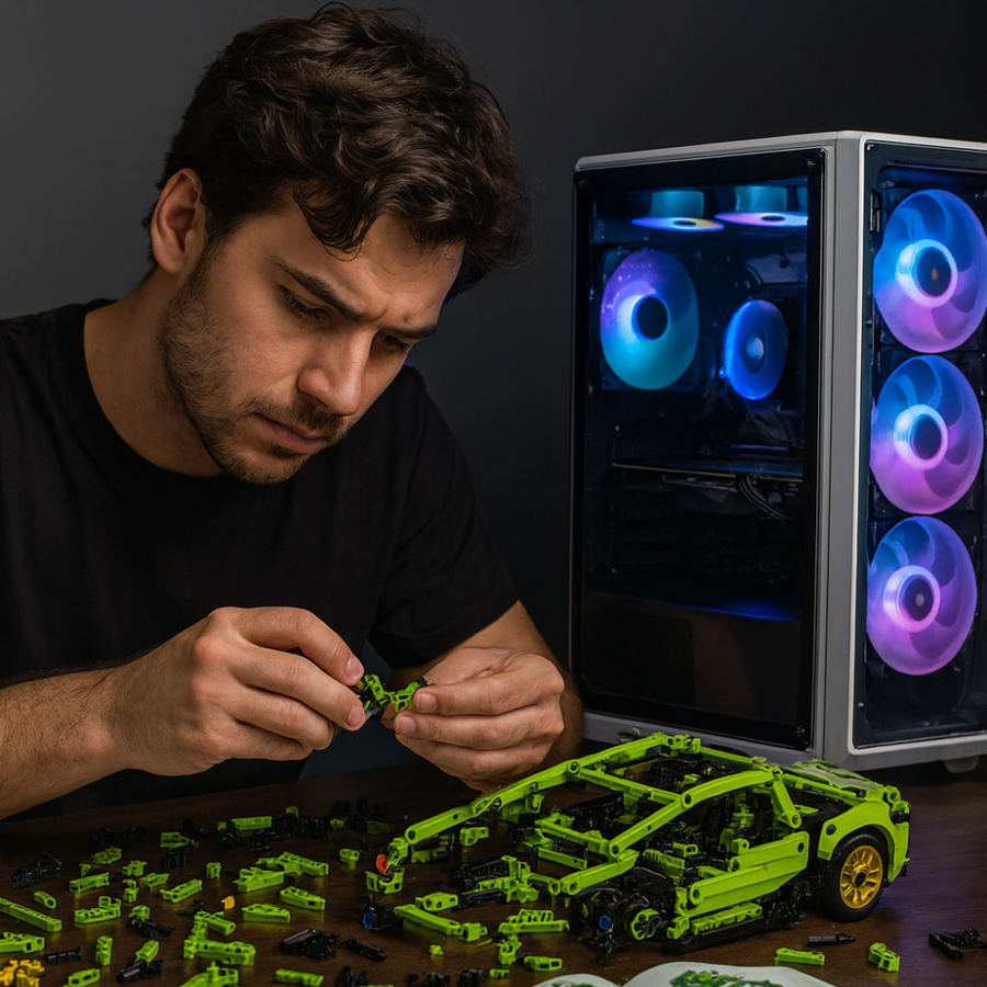 PC lista para jugar. Auto listo para armar.